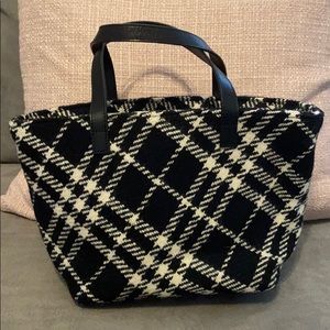 Burberry Black and Off White Wool Bag